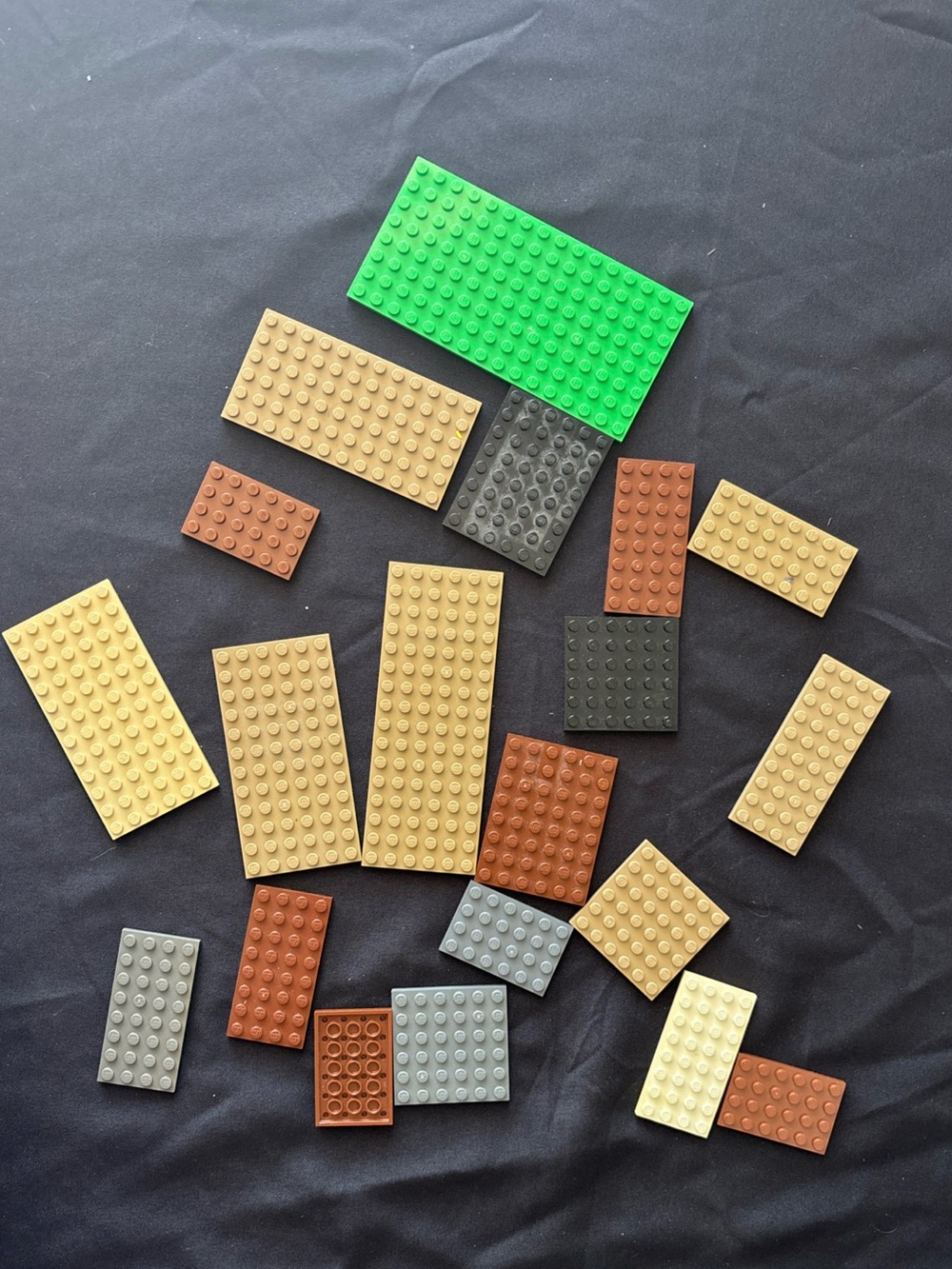 LEGO Plates Bulk Lot 19pc Assorted Sizes Tan Brown Gray Green White